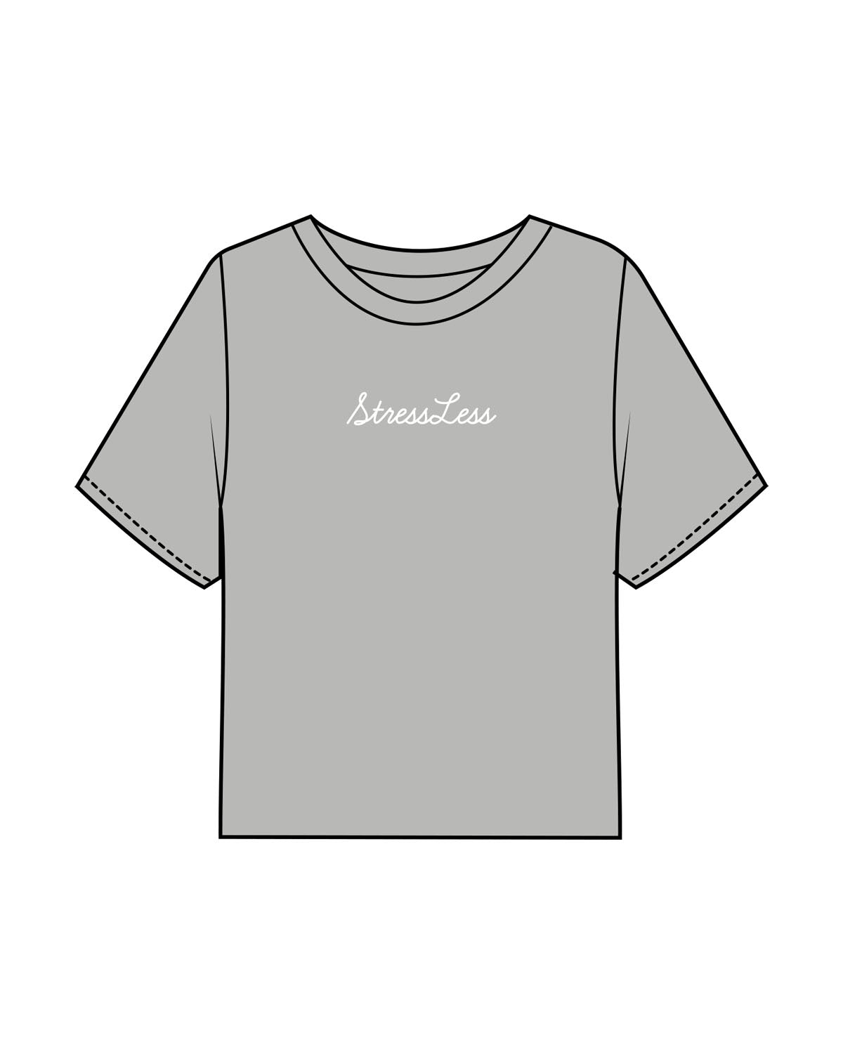 The Boxy Crop Tee - Heather - Squeeze Massage - Center Chest & Back Neckline Stacked - Printed - White