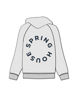 The Mens Hoodie - White Heather - Spring House - Center Chest - Back Round - Printed - Navy Blue