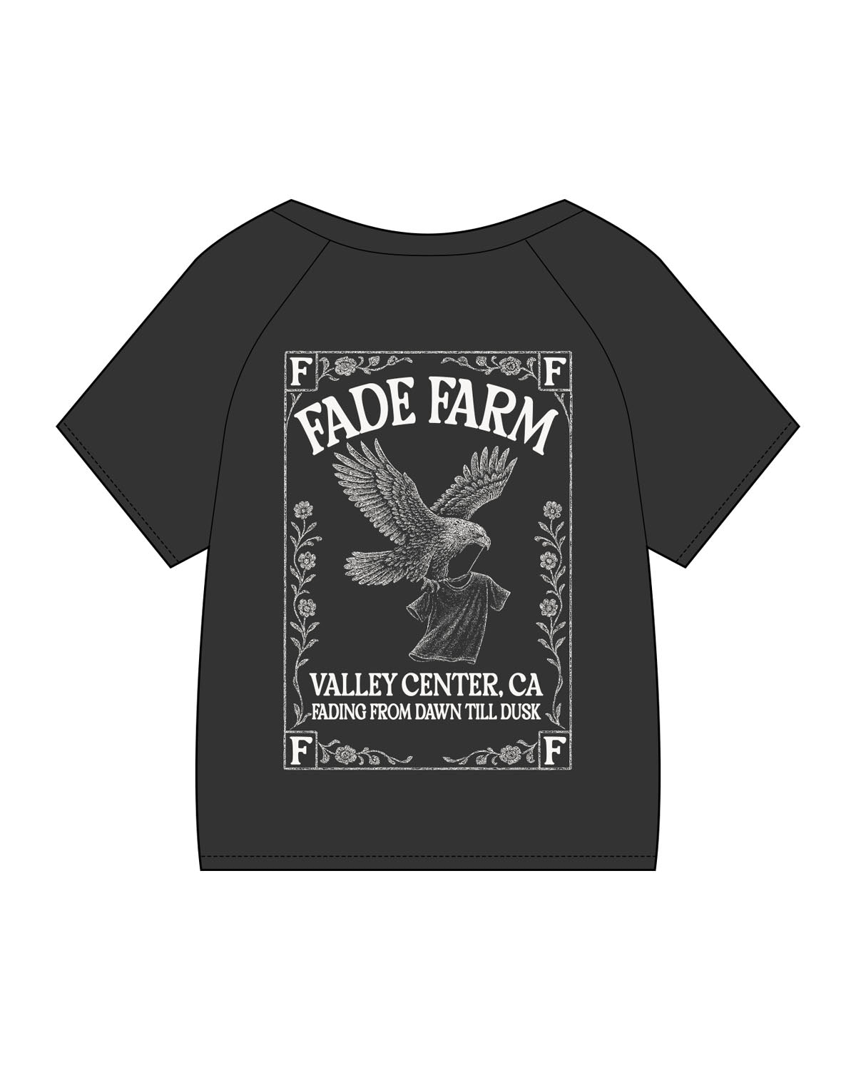 The Kids Heavyweight Tee - Washed Black - FadeFarm - Left Chest Stacked & Back Portrait - Printed - Full Color