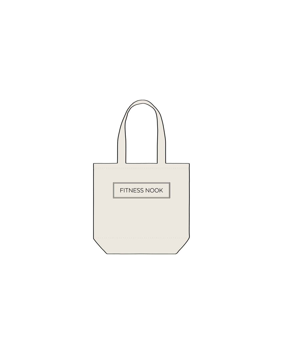 The Promo Tote Bag - Natural - Fitness Nook - Center- Printed- Black