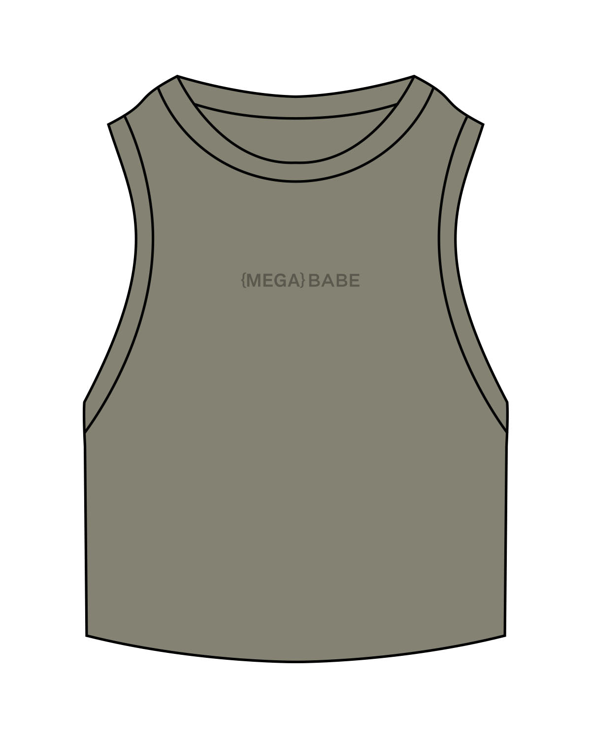 The Ribbed Crop Tank - Eucalyptus - Megafit House - Center Chest - Embroidered - Tone on Tone