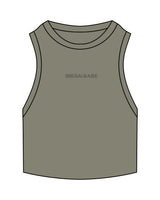 The Ribbed Crop Tank - Eucalyptus - Megafit House - Center Chest - Embroidered - Tone on Tone