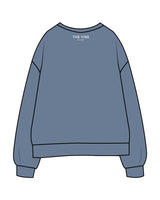 The Midweight Unisex Crewneck - Washed Slate - The Vibe - " MORNING VIBE" Center Chest Stacked & Back Center Neckline - White
