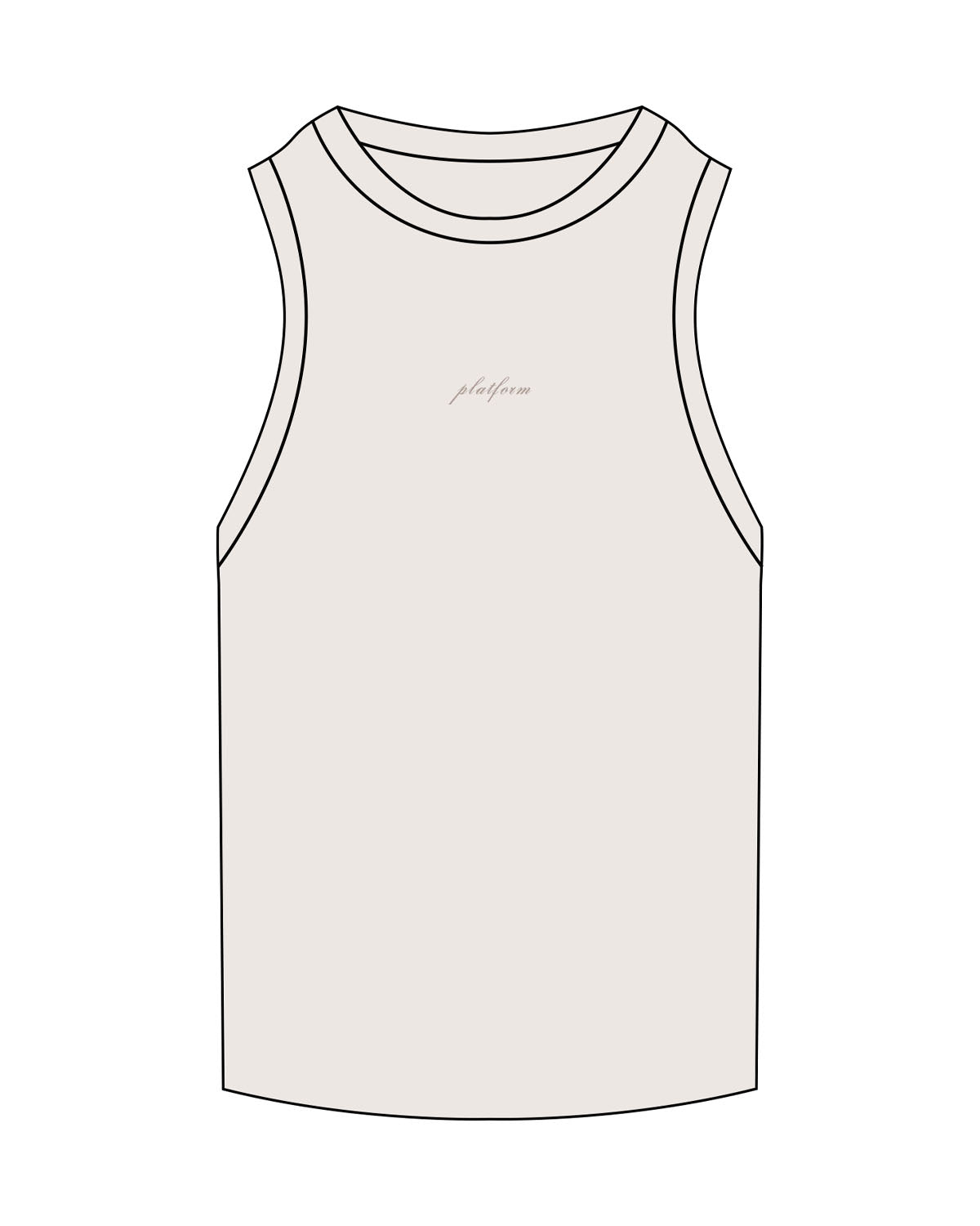 The Ribbed Full Length Tank - Bone - PLATFORM - Center Chest - "Platform" Logo - Embroidered - Tone on Tone