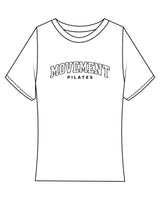 The Baby Tee - White - Movement Pilates Buffalo - Chest Center "Movement" - Printed - Full Color