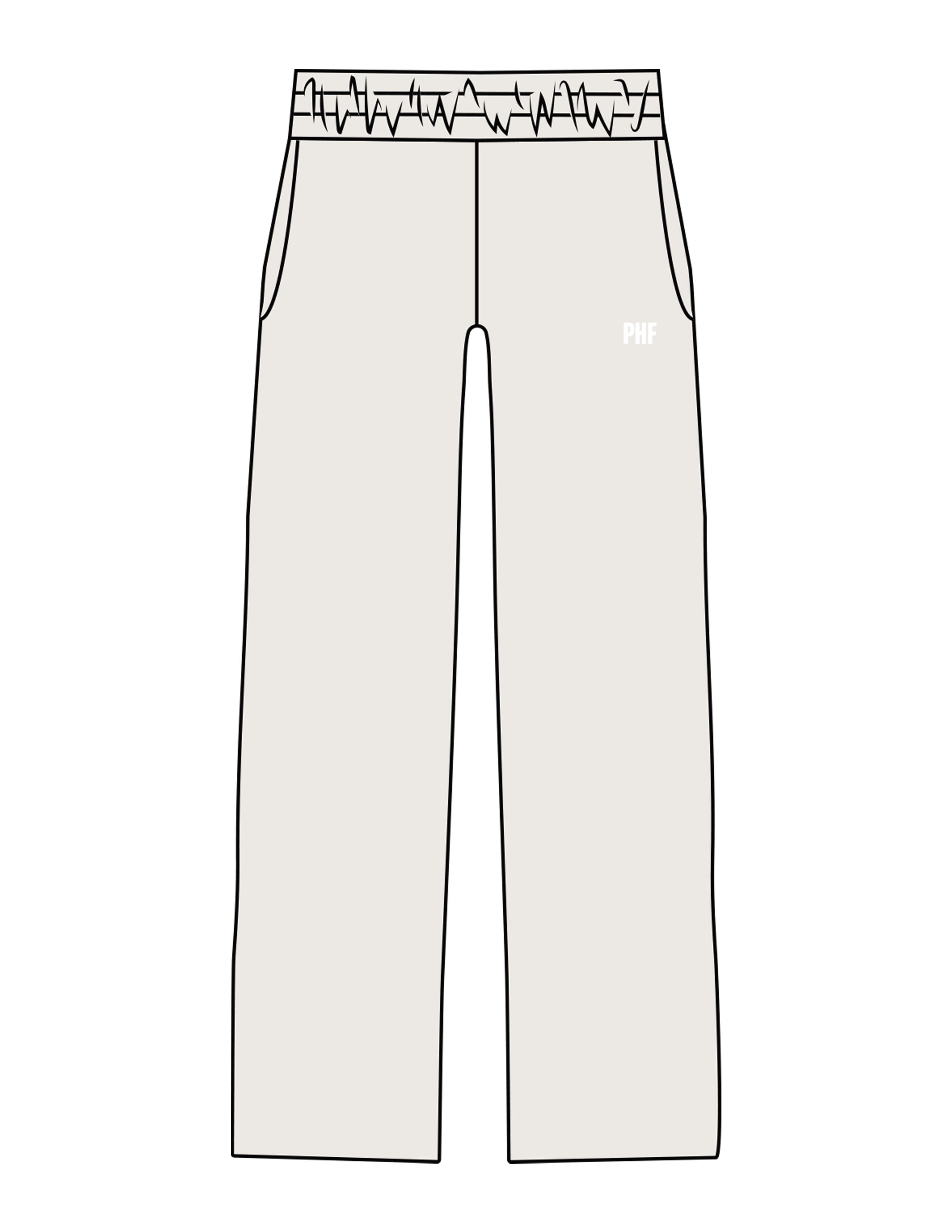The Straight Leg Sweatpant - Bone - Powerhouse Fitness - Left Leg & Back Pocket - EMB - White