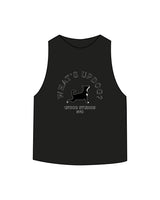 The Crop Muscle Racerback - Black - Updog Yoga - Center Chest - Printed - Full Color