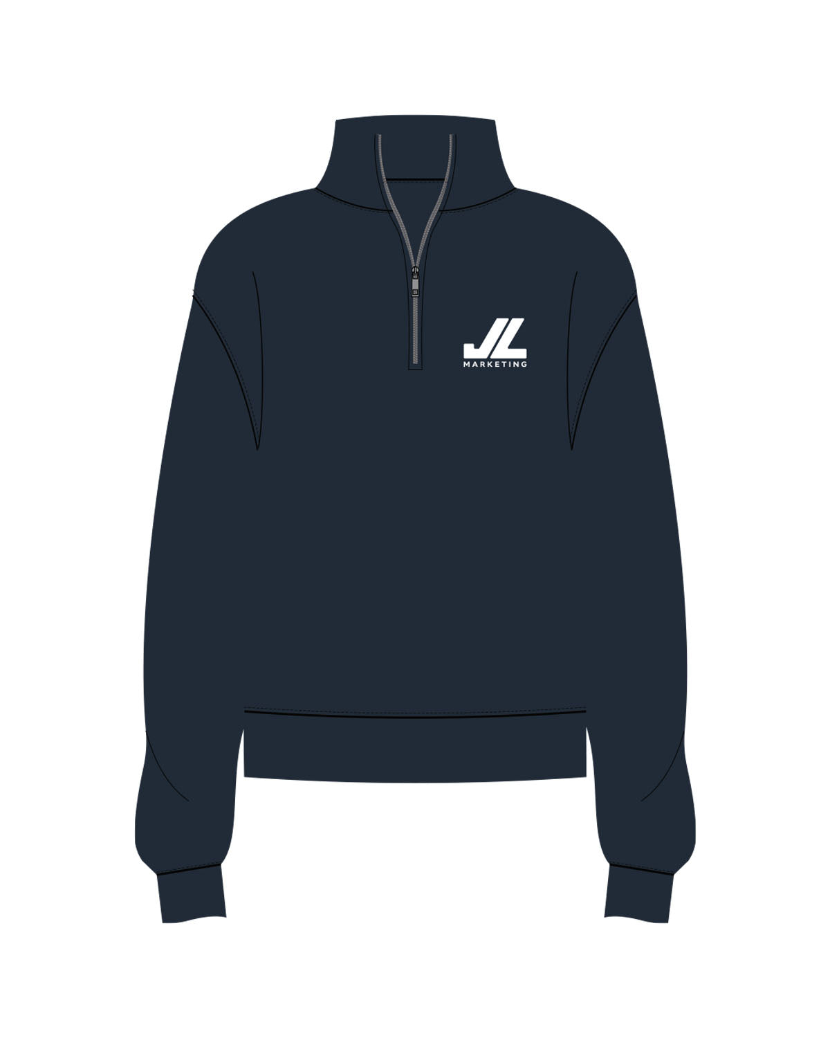 The Womens 1/4 Zip - Navy - JL Marketing - Left Chest - Printed - White