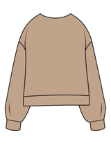 The Womens Sueded Crewneck - Tan - Pineda Fitness LLC - Left Chest - Printed - White