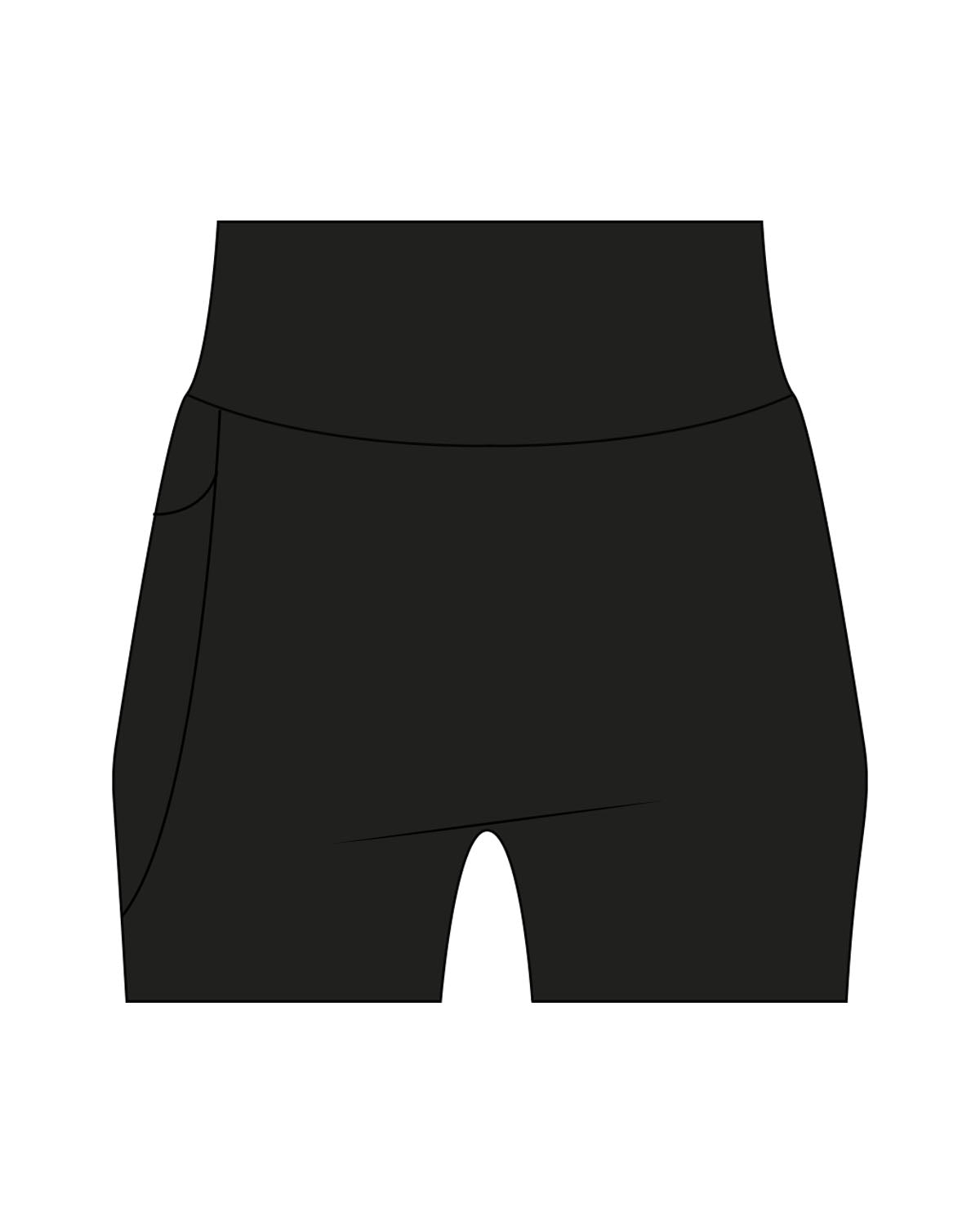 The Womens Sporty Pocket Short - Black - Studio 205 - Back Waist - Printed - White
