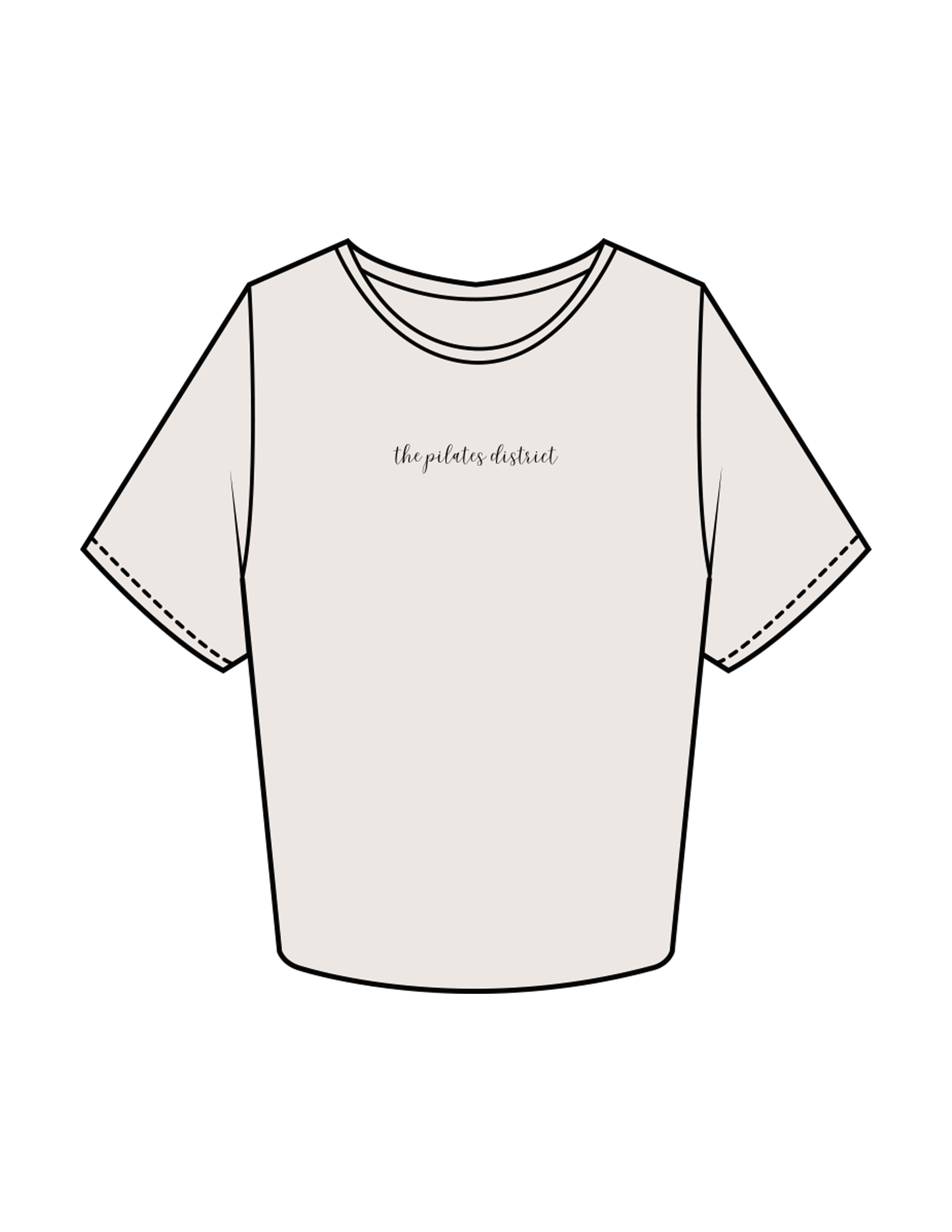 The Crop Tee - Bone - THE PILATES DISTRICT - Center Chest - Printed - Black