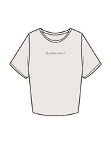 The Crop Tee - Bone - THE PILATES DISTRICT - Center Chest - Printed - Black