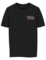 The Womens Tee - Black - Viva Pilates - Left Chest Stacked - Printed - Pink