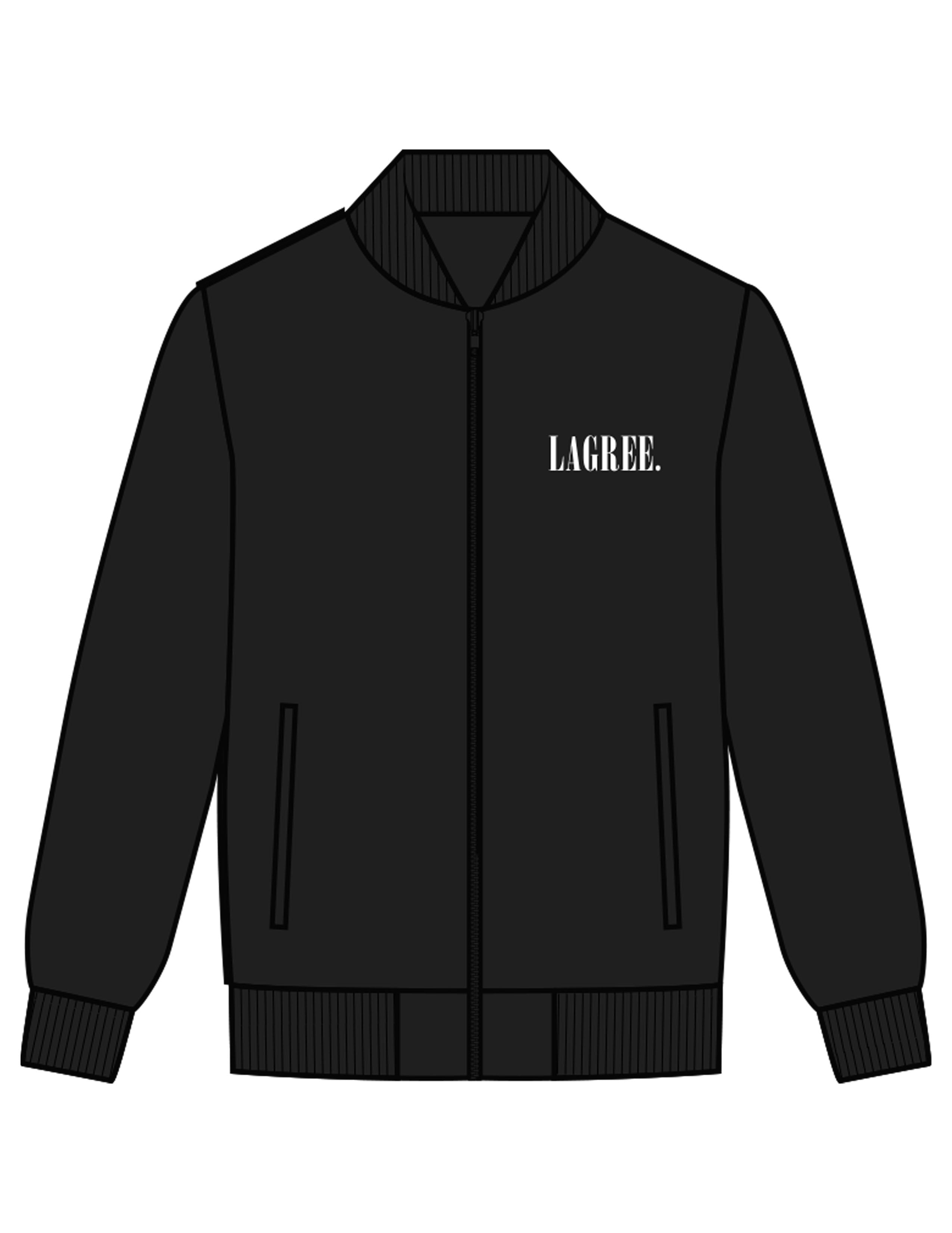 The Mens Bomber Jacket - Black - Studio 205 - Left Chest "LAGREE" & Back Neckline - Printed - White