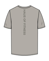 The Mens Tee - Granite - Haus of Fitness - Left Chest & Back Vertical Text - Tone on Tone