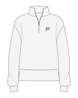 The Mens 1/4 Zip - White Heather - Primarie Pilates - Left Chest & Upper Back Stacked - Embroidered - Black