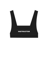 The Box Cut Bra - Black - Sesh Studio - Center Chest Stacked & Back Center "INSTRUCTOR" - Printed - White