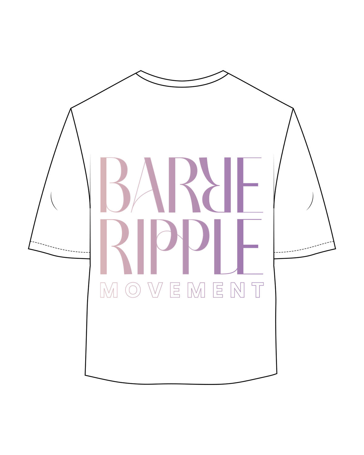 The Oversized Crop Tee - White - Barre Ripple - Left Chest & Back Stacked - Printed - Full Color