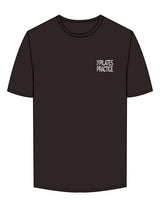 The Mens Tee - Charcoal - Pilates Practice - Left Chest Stacked - Printed - White