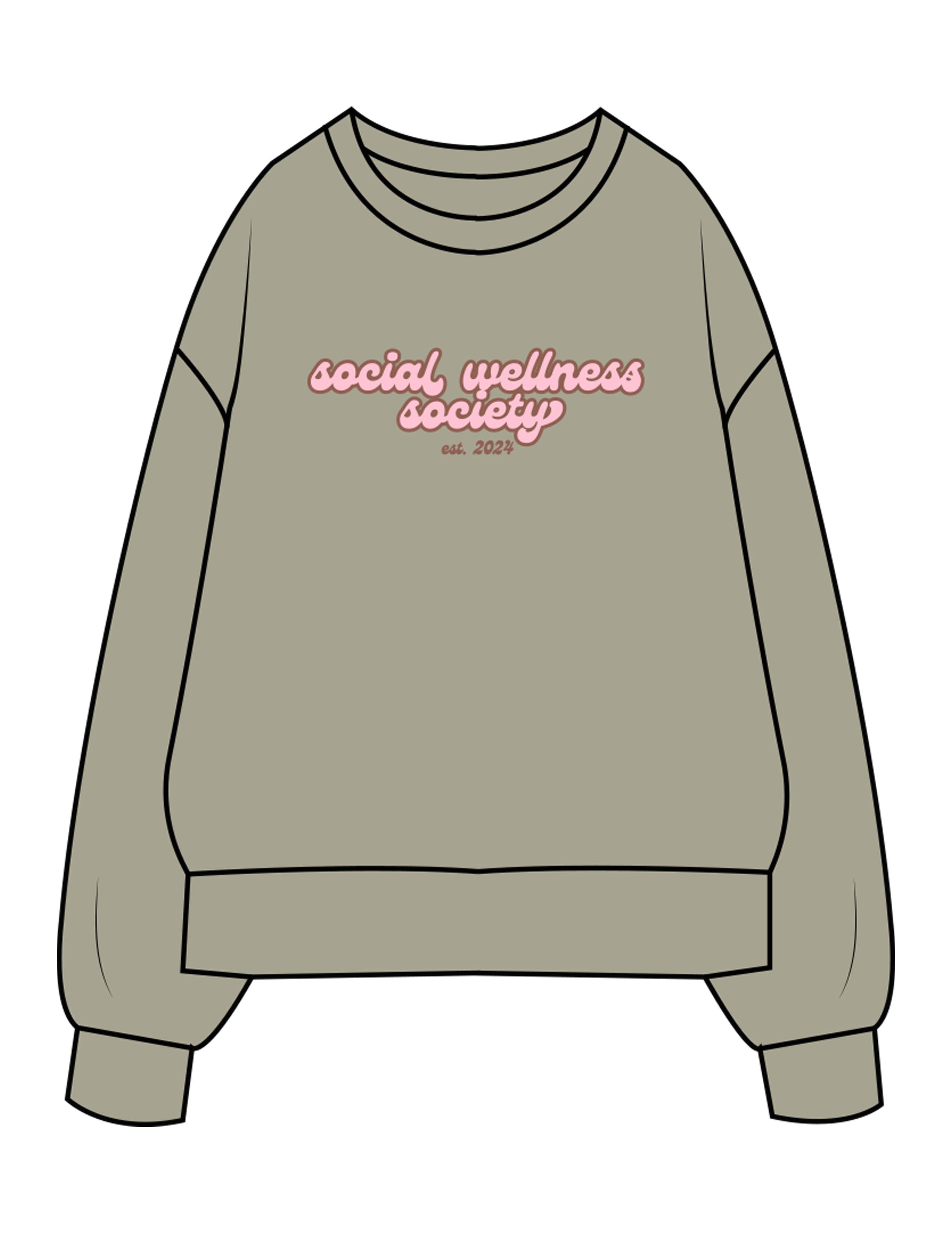 The Womens Heavyweight Crewneck - Eucalyptus - SWS - Center Chest Stacked - Printed - Full Color