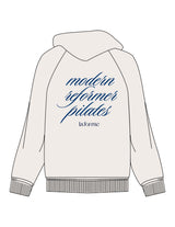 The Mens Classic Hoodie - Off White - LA FORME PILATES - Front Upper Pocket & Back Stacked - Printed - Full Color
