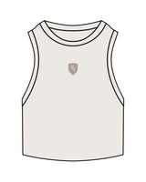The Ribbed Crop Tank - Bone - M4Lagree - "M4 Icon" - Center Chest - Embroidered - Tone on Tone