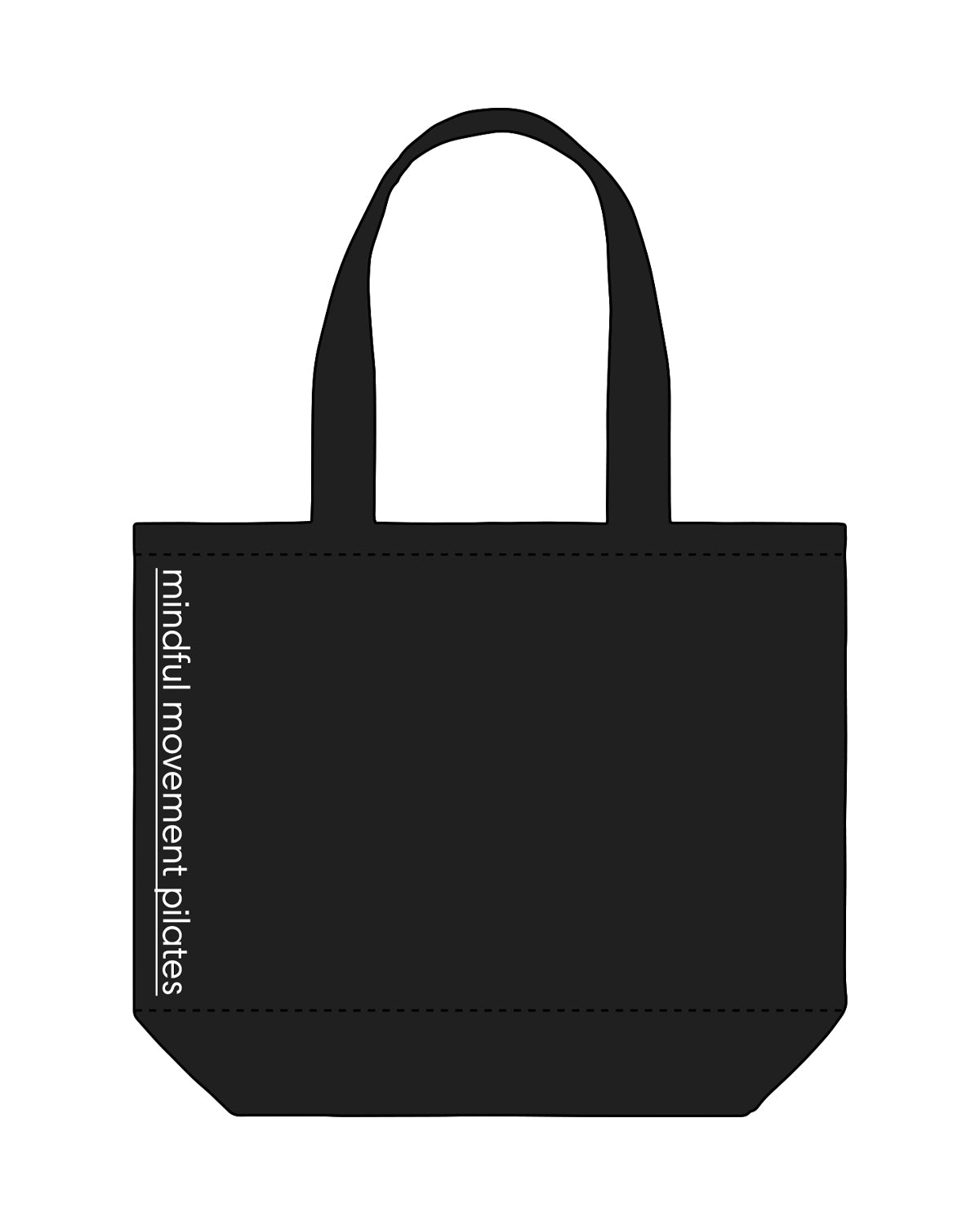 The Tote Bag - Black - Mindful Movement - Right Side Lined - White