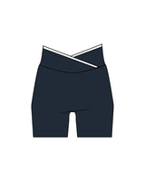 The Piped Crossover Short - Navy - Flowcorps - Center Back Waistline - Printed - White