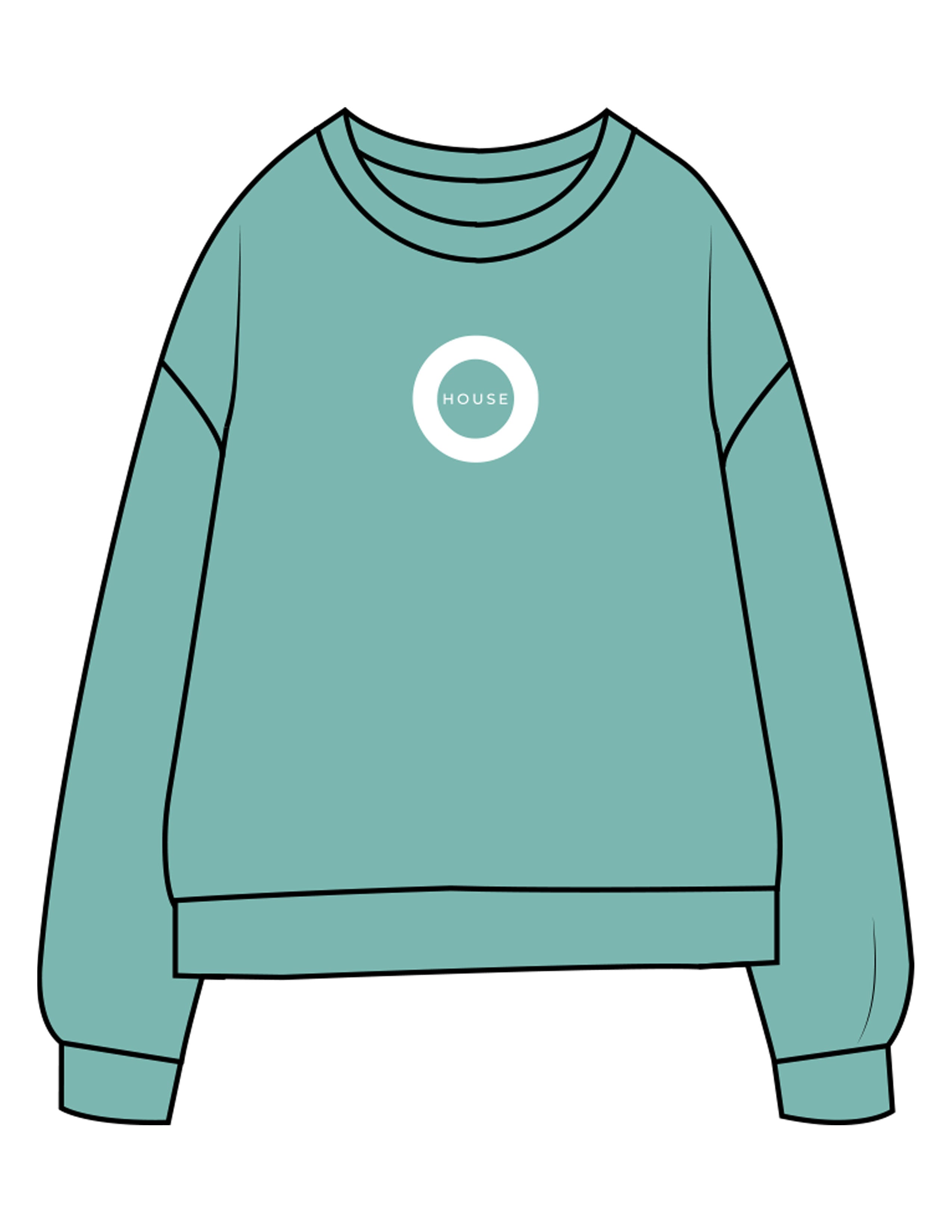 The Midweight Unisex Crewneck - Washed Mint - HiLo - Center Chest & Back Stacked - Printed - White