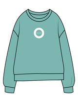 The Midweight Unisex Crewneck - Washed Mint - HiLo - Center Chest & Back Stacked - Printed - White