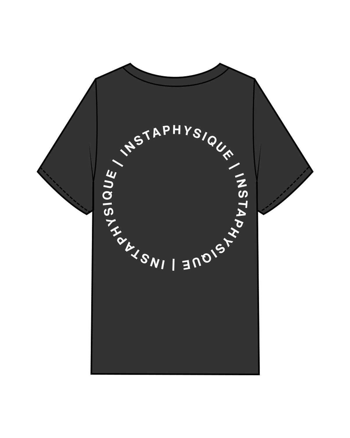 The Mens Heavyweight Tee - Washed Black - Instaphysiques - Center Chest & Back Circular - White