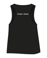 The Crop Tank - Black - THE PILATES DISTRICT - Center Chest & Back Center  - Printed - White