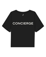 The Boxy Crop Tee - Black - LagreeMixx - Left Chest Stacked & Center Back "CONCIERGE" - Back Neckline - Printed - Off White