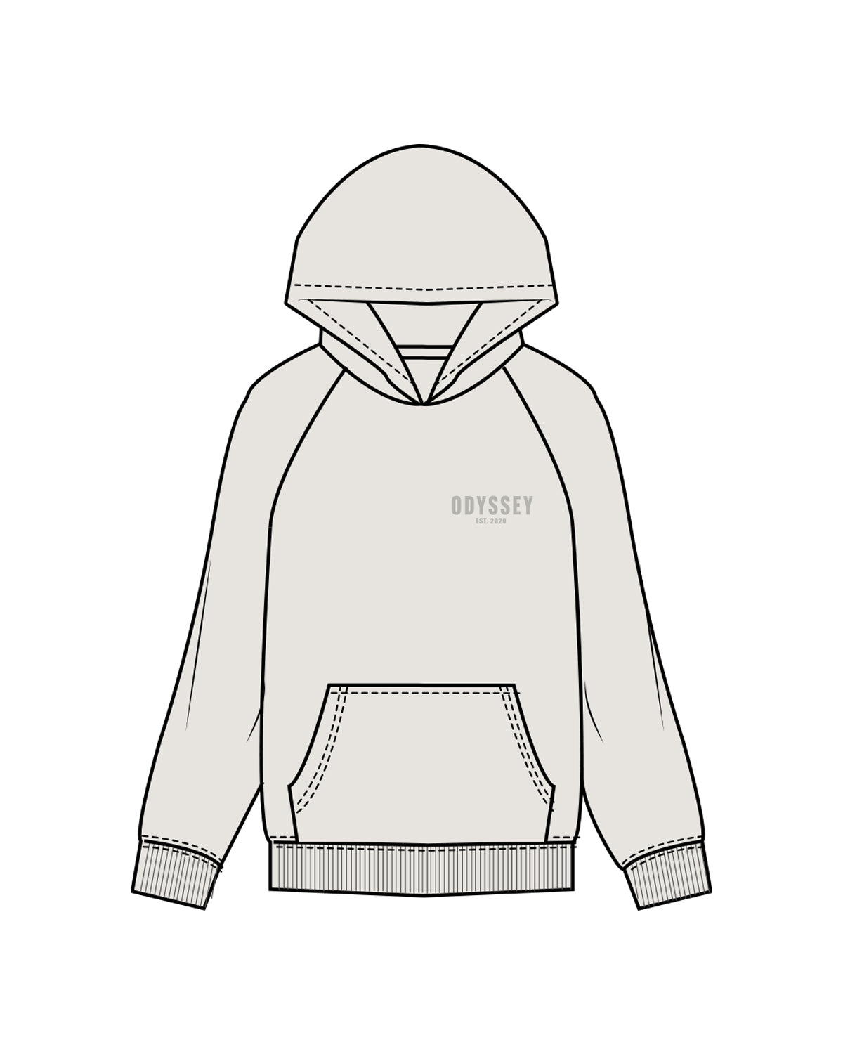 The Mens Hoodie - Washed Bone  - Odyssey Performance - Left Chest & Back Stacked - Tone on Tone