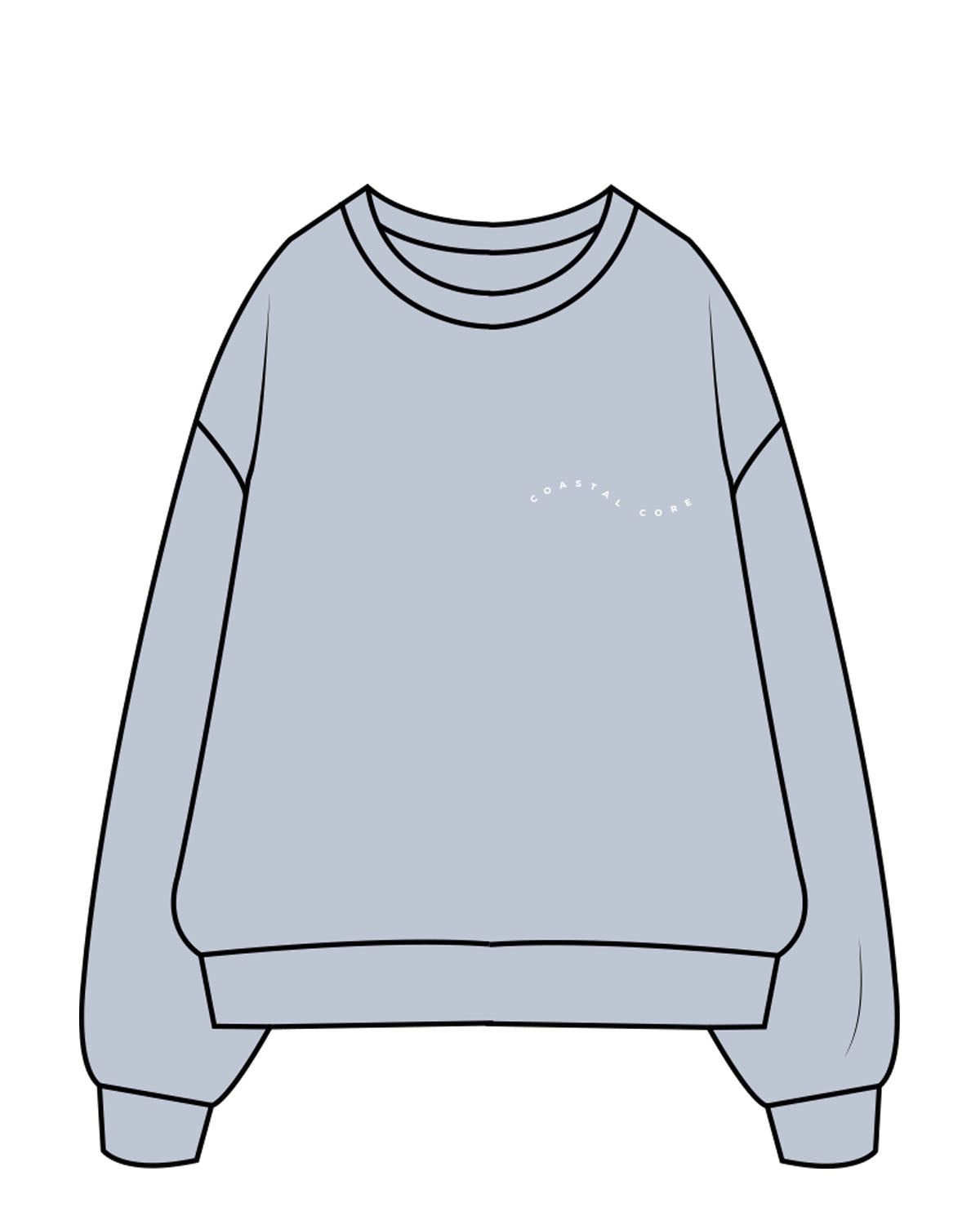 The Womens Crewneck - Powder - Coastal Core - Left Chest & Back Center - White