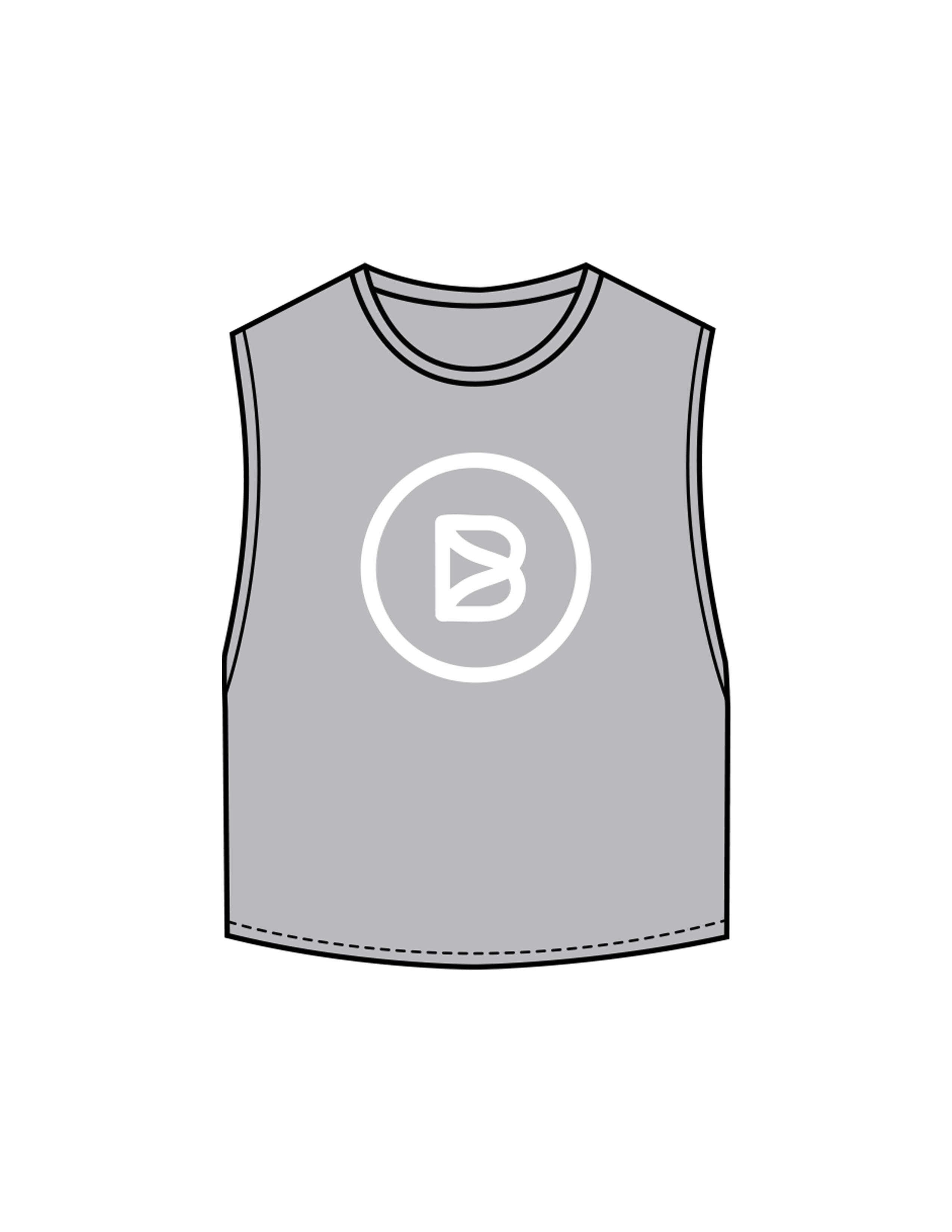 The Crop Muscle Tank - Storm - Bond Fitness - Center Chest Round & Upper Back - Printed - White
