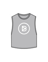 The Crop Muscle Tank - Storm - Bond Fitness - Center Chest Round & Upper Back - Printed - White