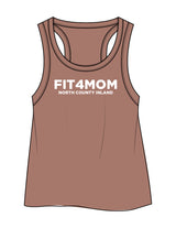 The Crop Tank - Clay - Fit 4 Mom North County Inland - Chest Stacked - Printed - White