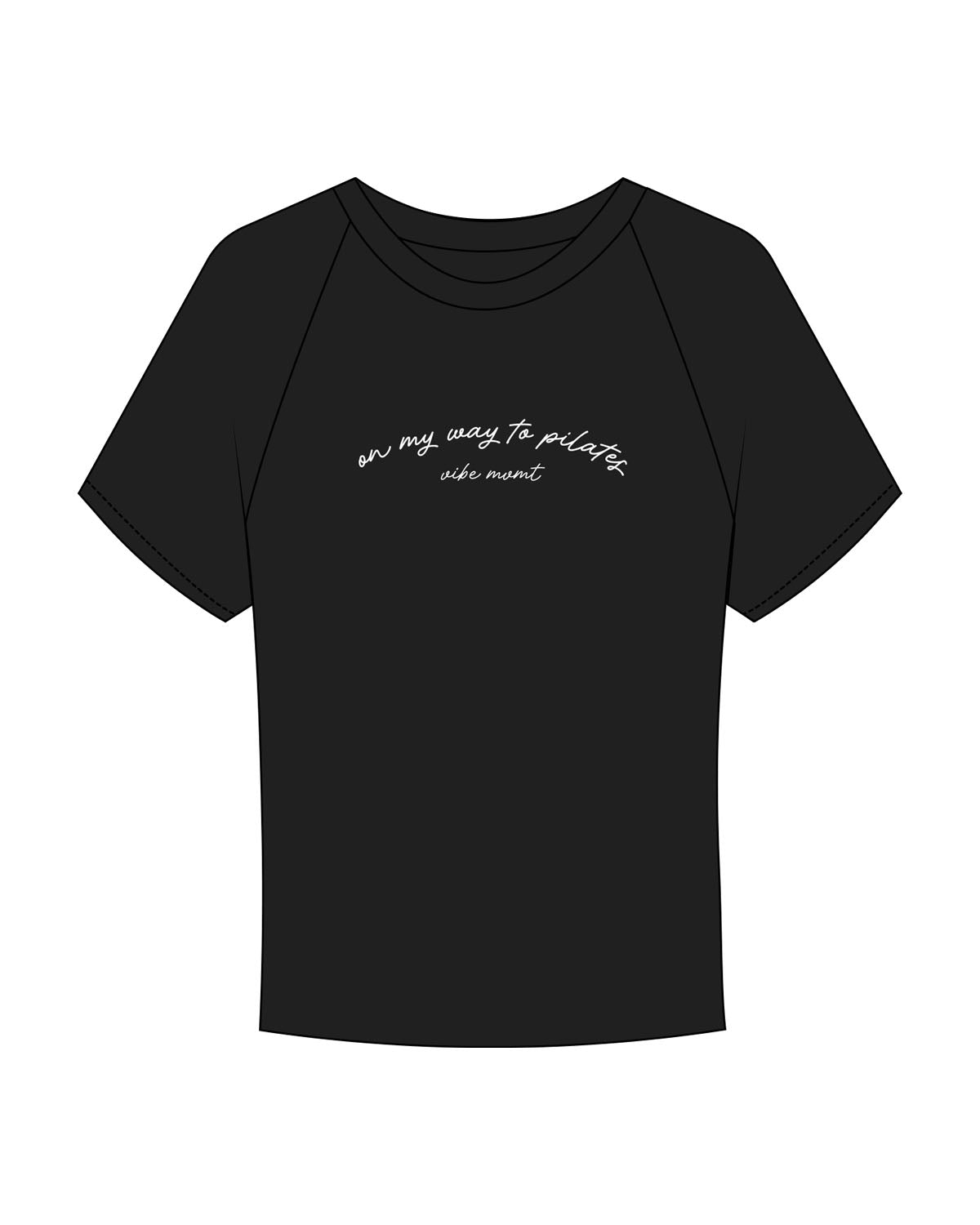 The Micro Rib Baby Tee - Black - Vibe Barre - Center Chest Arched Stacked - Printed - White