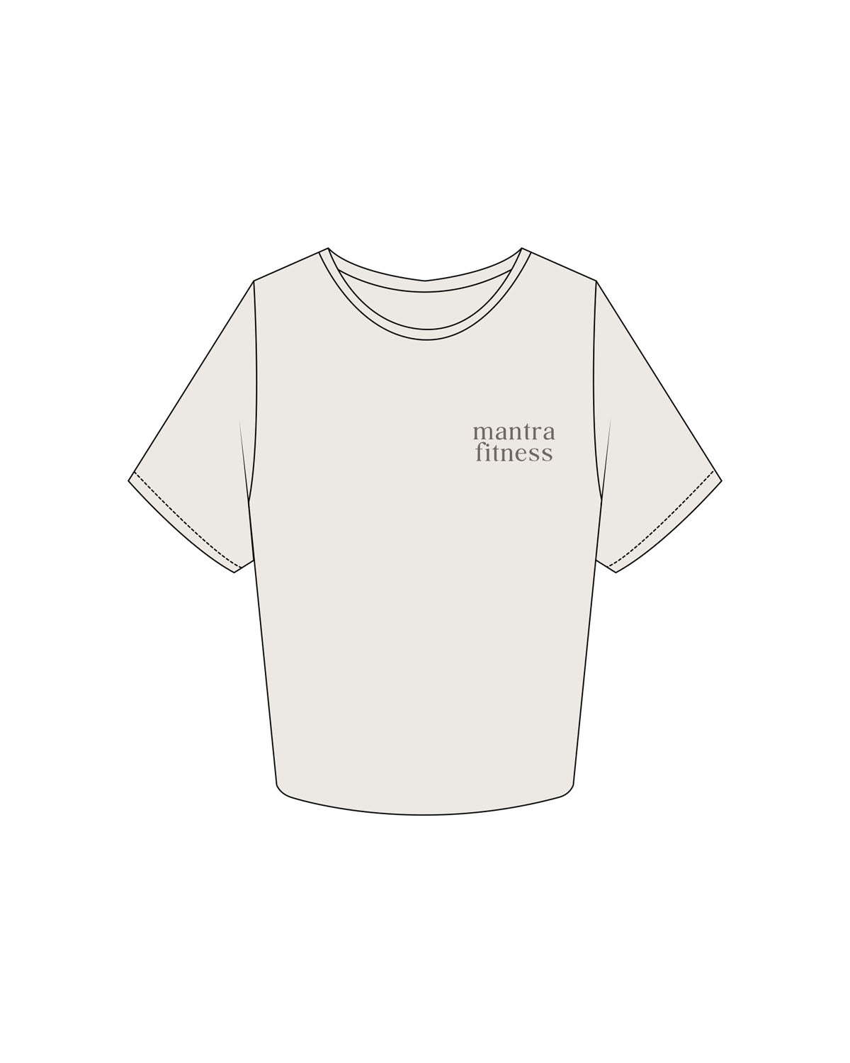 The Crop Tee - Bone - Mantra - Left Chest & Back Stacked - Printed - Full Color - Back Neckline - Embroidered - Tone on Tone