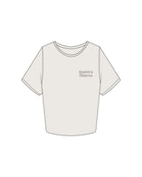 The Crop Tee - Bone - Mantra - Left Chest & Back Stacked - Printed - Full Color - Back Neckline - Embroidered - Tone on Tone