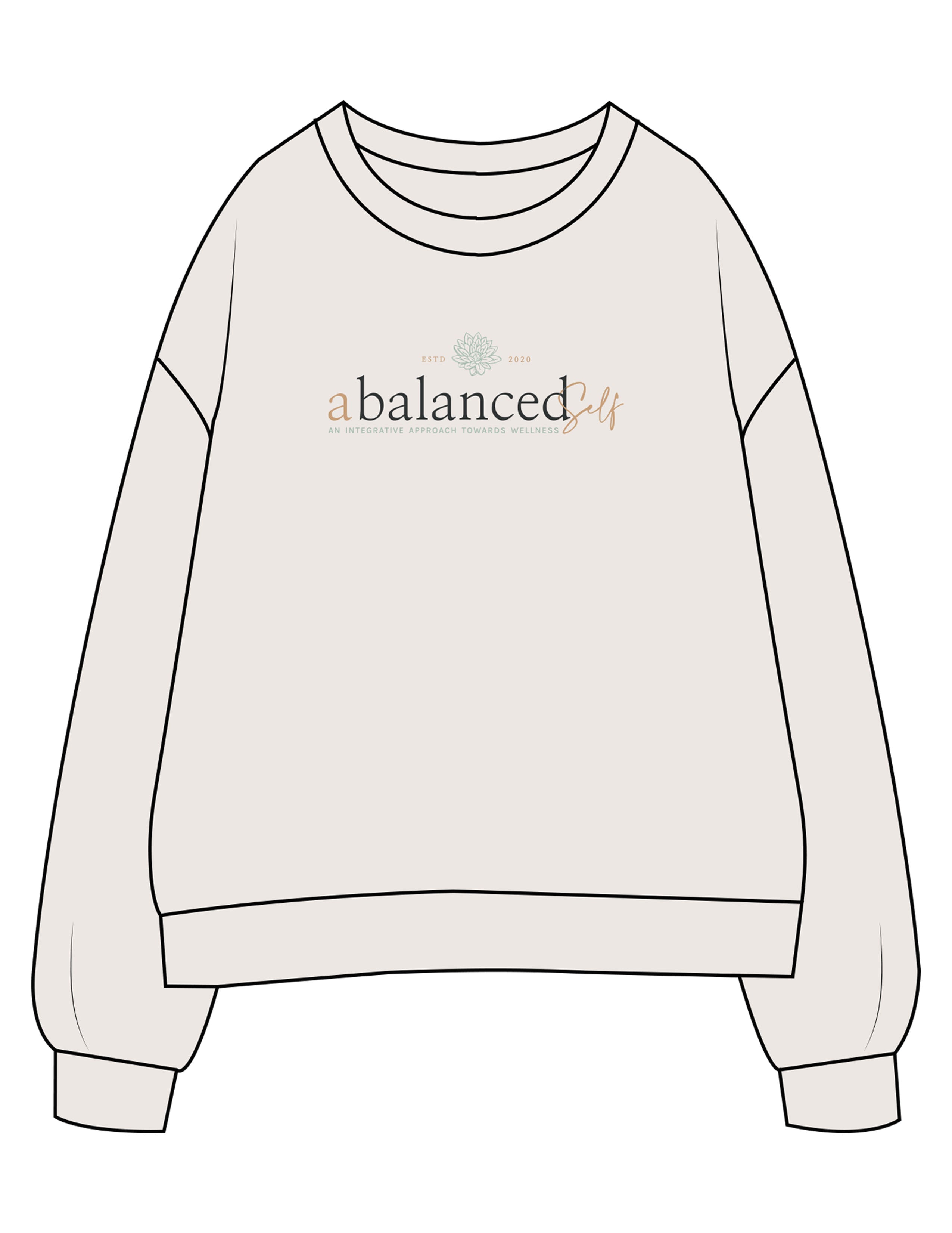The Womens Crewneck - Bone - Balanced Self - Center Chest Stacked - Printed - Full Color