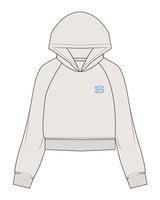 The Womens Crop Hoodie - Bone - Sweatshack - Left Chest - Printed - Blue