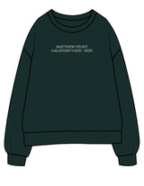 The Mens Classic Crewneck - Pine Green - Fed By The Fruit - Chest Stacked & Back Stacked - Printed - Off White
