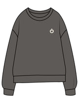 The Midweight Unisex Crewneck - Washed Black - Powerhouse Fitness - Left Chest EMB & Back Stacked "PILATES" Printed - Off White