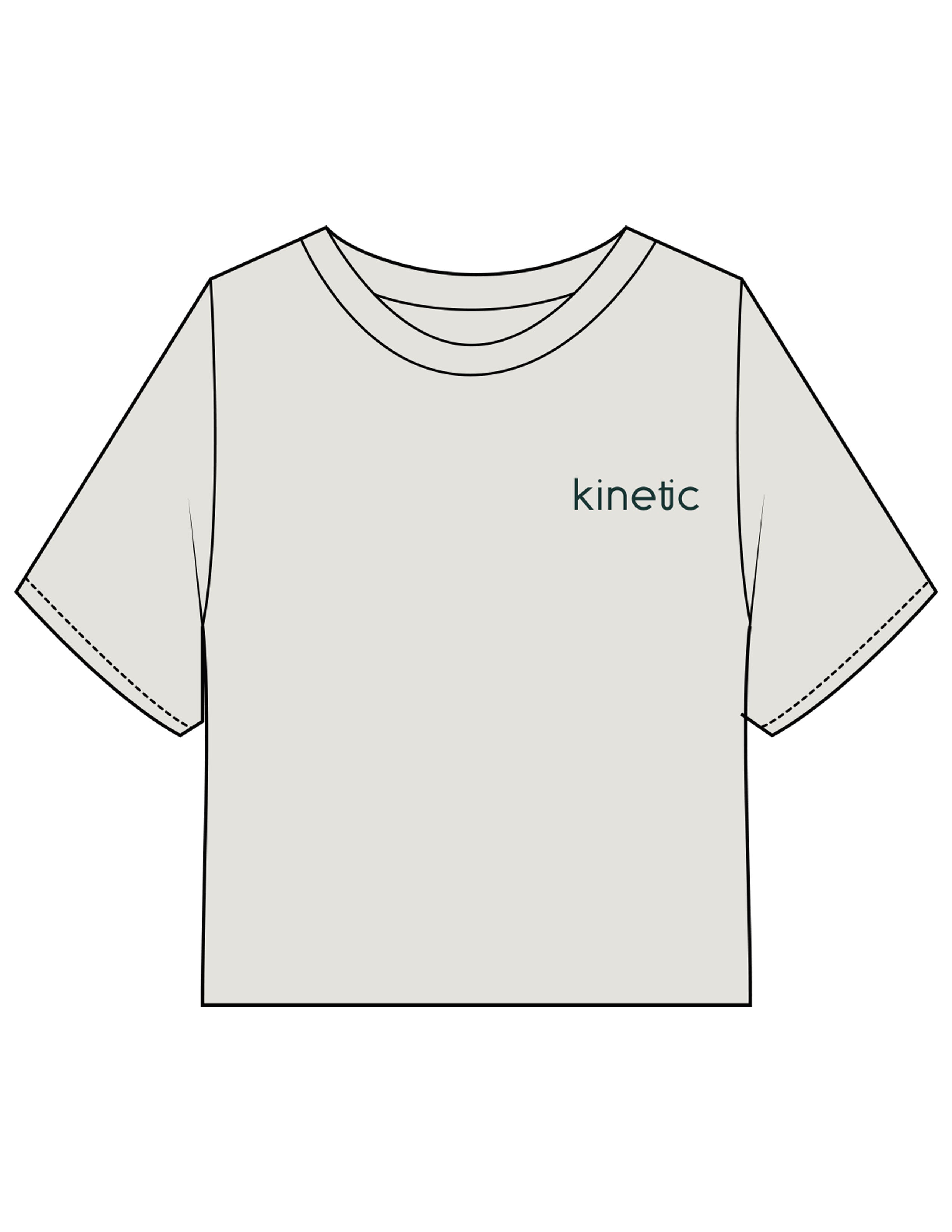 The Heavyweight Crop Tee - Washed Bone - Kinetic Pilates - Left Chest - Embroidered - Spirulina