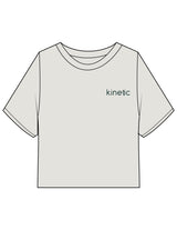 The Heavyweight Crop Tee - Washed Bone - Kinetic Pilates - Left Chest - Embroidered - Spirulina