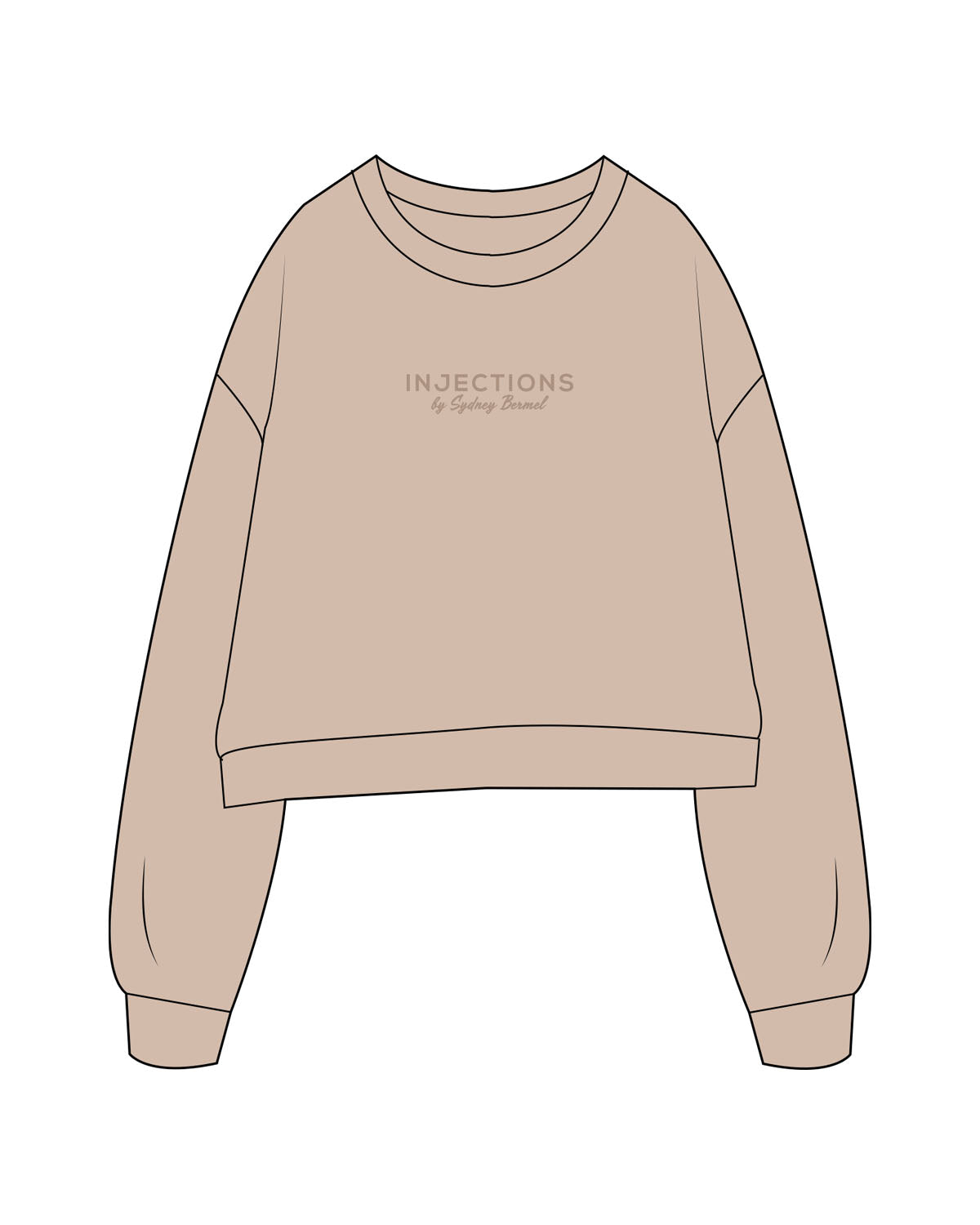 The Studio Crop - Taupe - Injections by SB - Center Chest Stacked - Printed - Tone on Tone