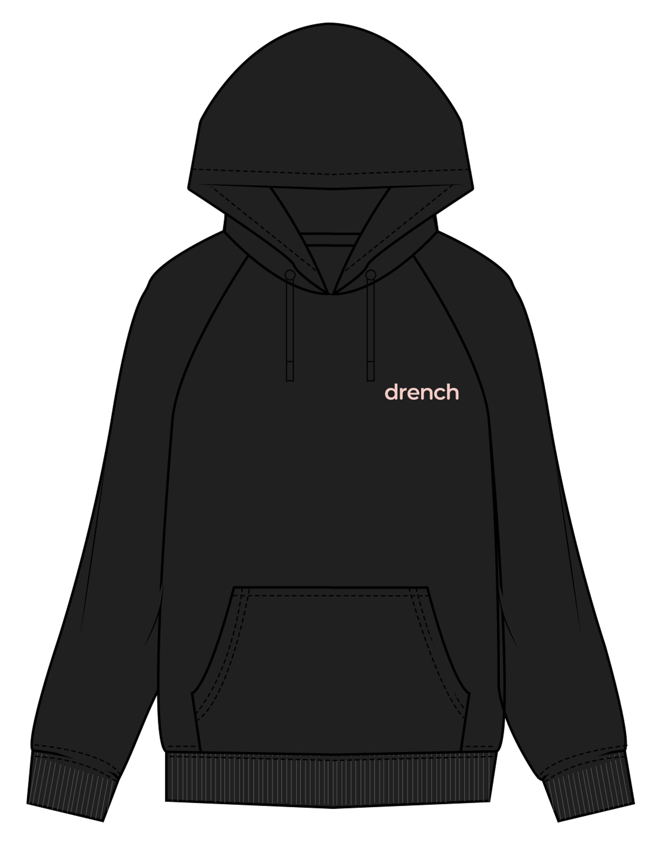 The Mens Heavyweight Hoodie - Black - Drench - Left Chest - EMB - Sherbert