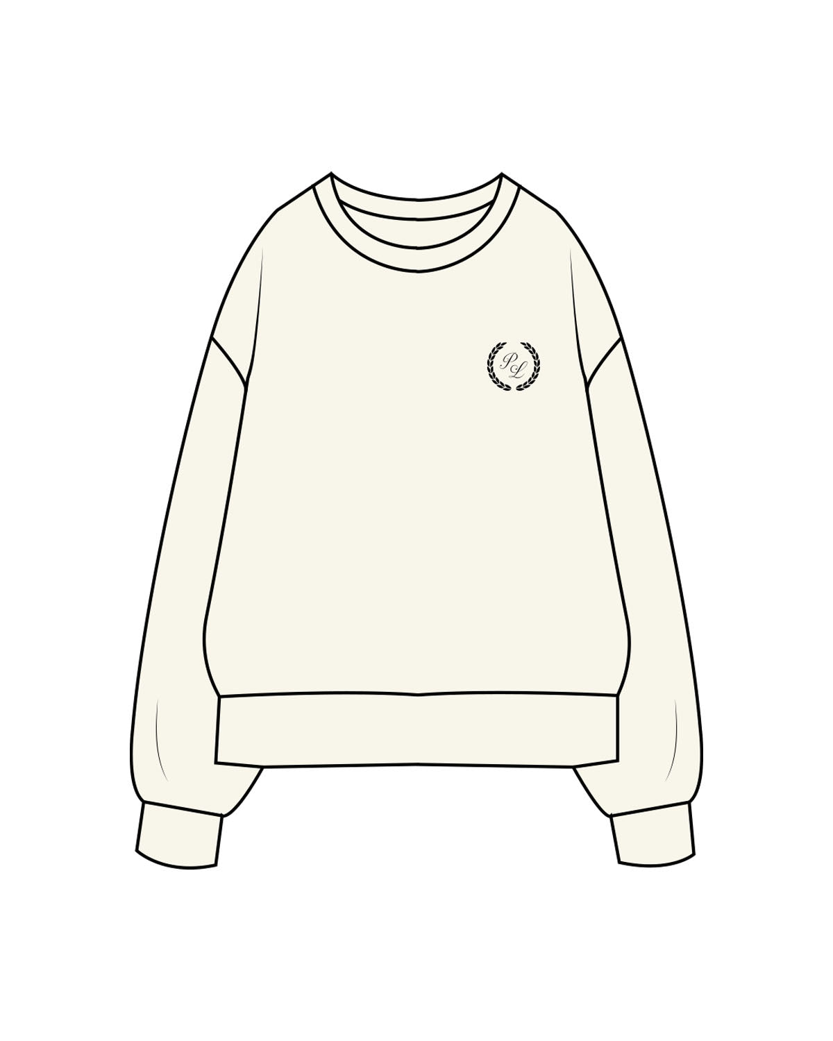 The Womens Heavyweight Crewneck - Off White - Platform - Left Chest & Back -Printed - Black